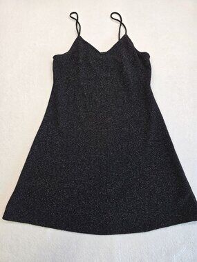 Angie Black Sleeveless Spaghetti Strap Shimmery Dress S Cocktail Party